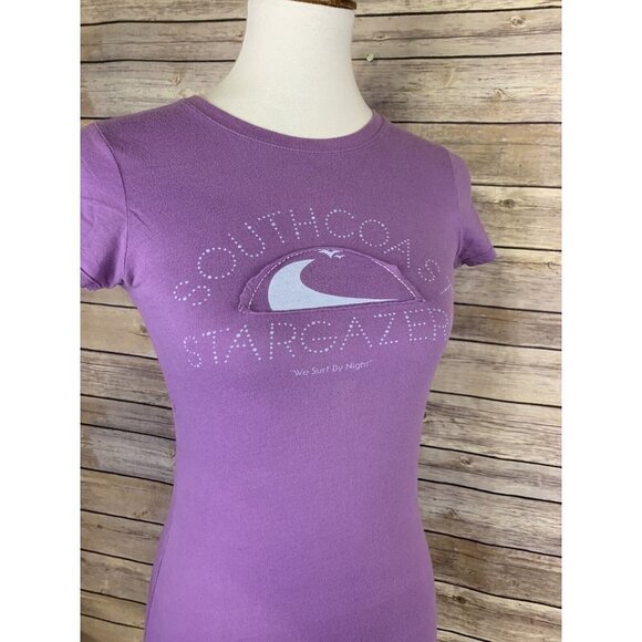 American Eagle Womens XS Graphic Tee Purple Stargazer Embroidered Top - Picture 6 of 8